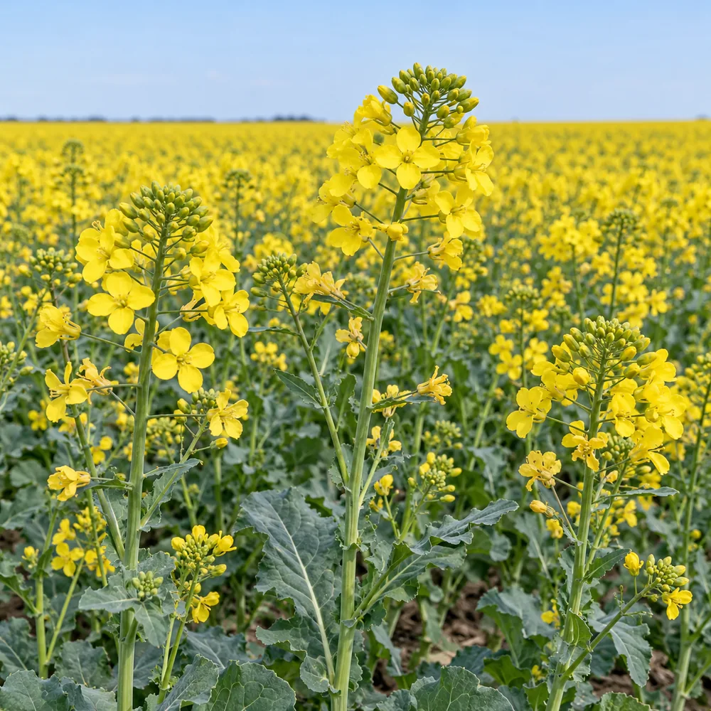 Blühender Winterraps im Frühjahr